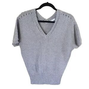 Gap Women's Gray Silver Acrylic Nylon V-Neck Sleeveless Knit Sweater